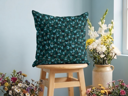 Multicolour geometric pattern velvet flock readymade cushion cover