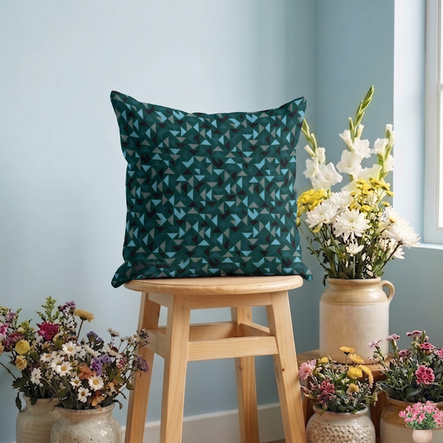 Multicolour geometric pattern velvet flock readymade cushion cover