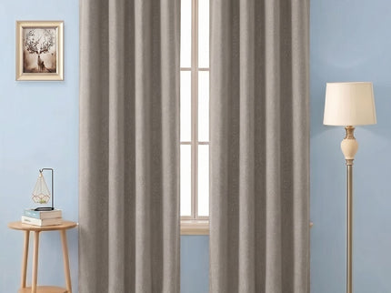 Dark Beige Colour Textured Velvet Flock Readymade Curtain