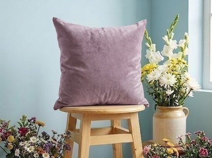 Ultra Pink Colour Plain Velvet Flock Readymade cushion cover