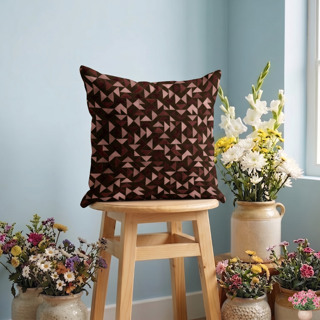 Multicolour geometric pattern velvet flock readymade cushion cover