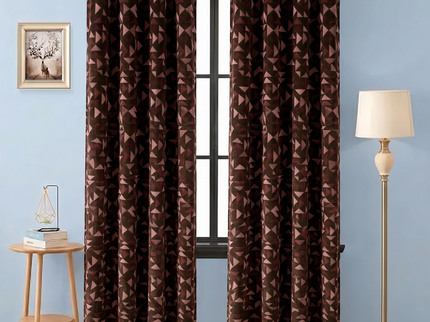 Multicolour geometric pattern velvet flock readymade curtain