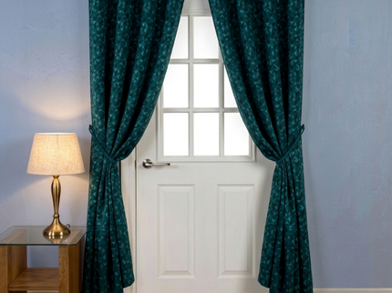 Multicolour geometric pattern velvet flock readymade curtain