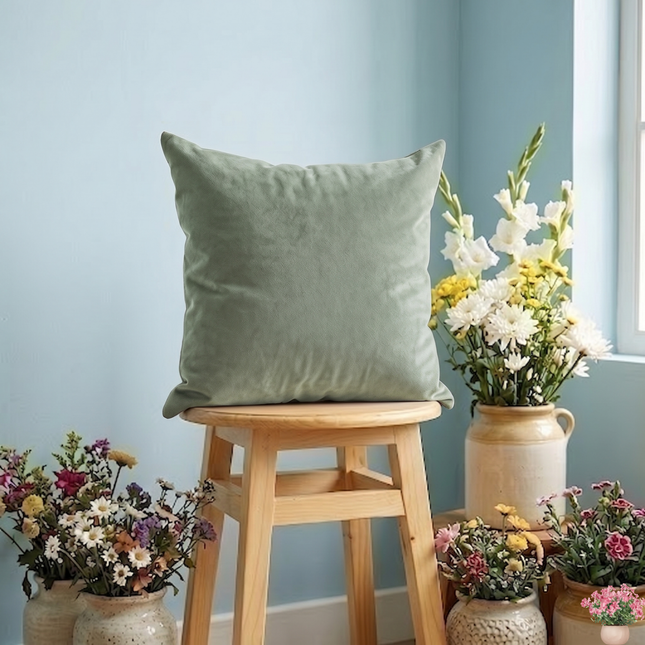 Olive Light Brown Colour Plain Velvet Readymade cushion cover