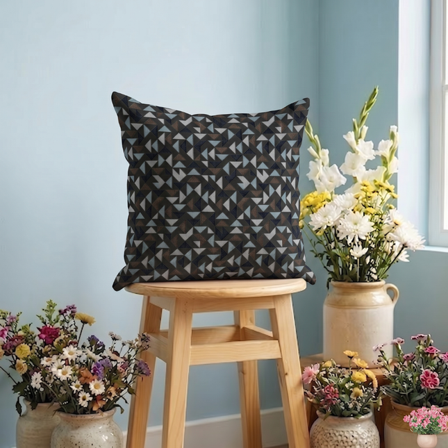 Multicolour geometric pattern velvet flock readymade cushion cover
