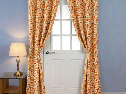 Multicolour geometric pattern velvet flock readymade curtain