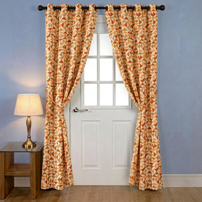Multicolour geometric pattern velvet flock readymade curtain