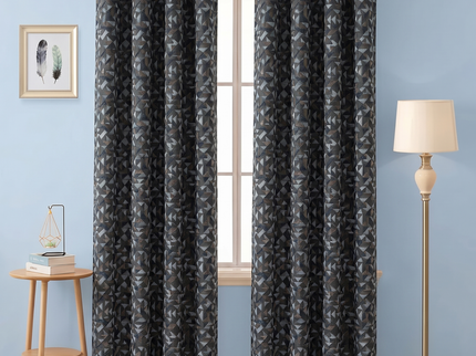 Multicolour geometric pattern velvet flock readymade curtain
