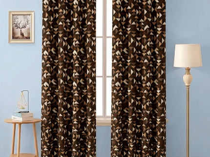 Multicolour geometric pattern velvet flock readymade curtain