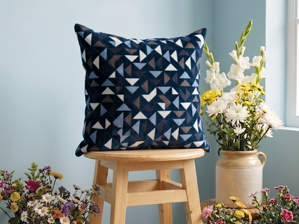 Multicolour geometric pattern velvet flock readymade cushion cover