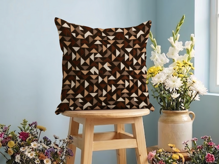 Multicolour geometric pattern velvet flock readymade cushion cover