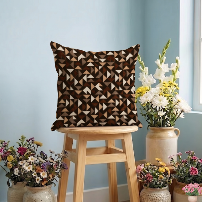 Multicolour geometric pattern velvet flock readymade cushion cover