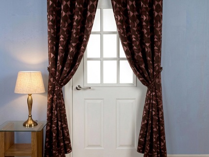Multicolour geometric pattern velvet flock readymade curtain