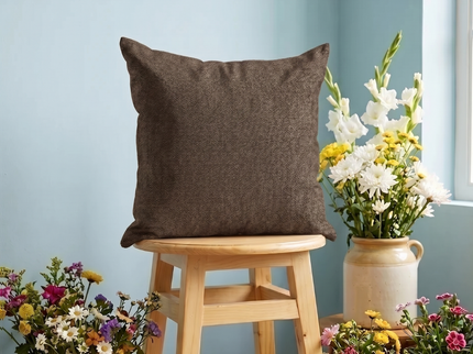 Dark brown colour textured pattern velvet flock readymade cushion cover