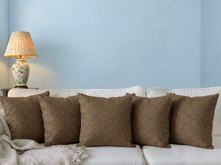 Mustard colour textured weave pattern velvet flock readymade cushion cover