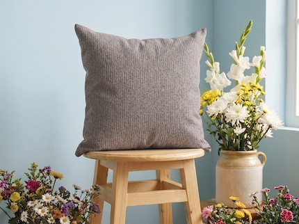 Dark grey colour textured weave pattern velvet flock readymade cushion cover