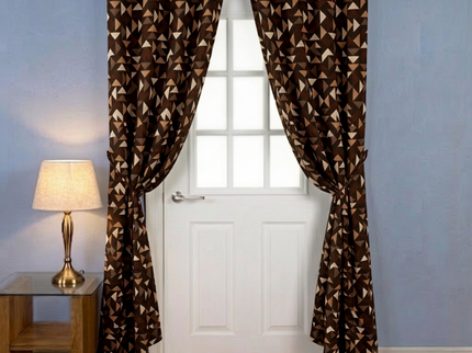 Multicolour geometric pattern velvet flock readymade curtain