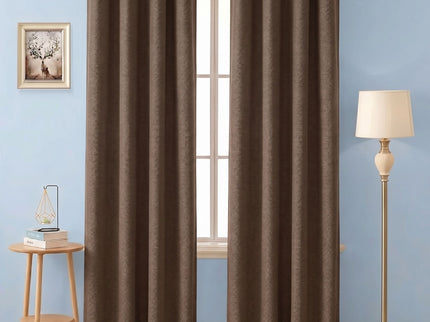 Dark brown colour textured pattern velvet flock readymade curtain