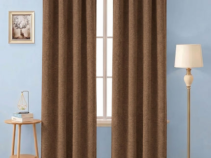 Brown colour textured pattern velvet flock readymade curtain