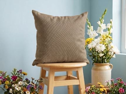 Taupe colour textured pattern velvet flock readymade cushion cover
