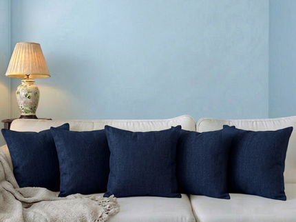 Royal blue colour textured velvet flock readymade cushion cover