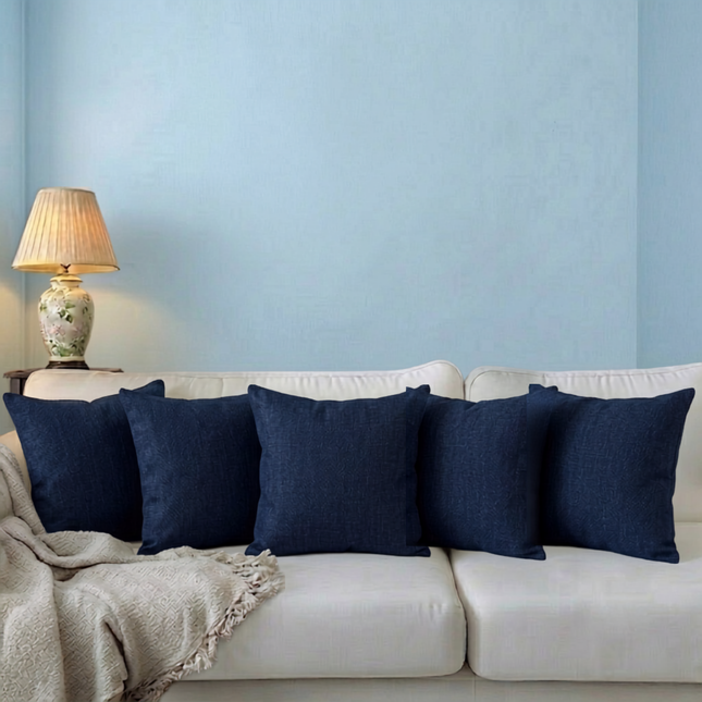 Royal blue colour textured plain velvet flock readymade cushion cover