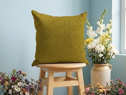 Mustard Yellow Colour Textured Suede Readymade cushion cover