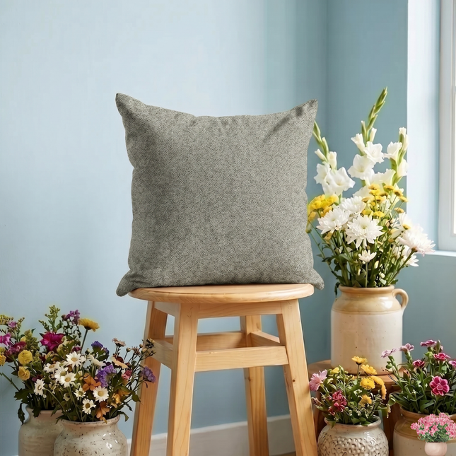 Greenish grey colour textured pattern velvet flock readymade cushion cover