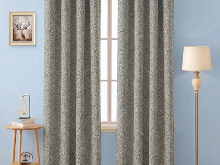 Grey colour textured pattern velvet flock readymade curtain