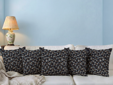 Multicolour geometric pattern velvet flock readymade cushion cover