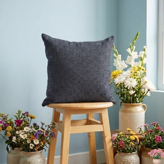 Navy blue colour textured plain velvet flock readymade cushion cover