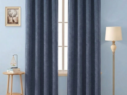 Charcoal Black Colour Textured Velvet Flock Readymade Curtain