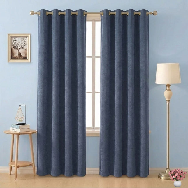 Charcoal Black Colour Textured Velvet Flock Readymade Curtain