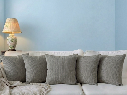 Grey colour textured weave pattern velvet flock readymade cushion cover