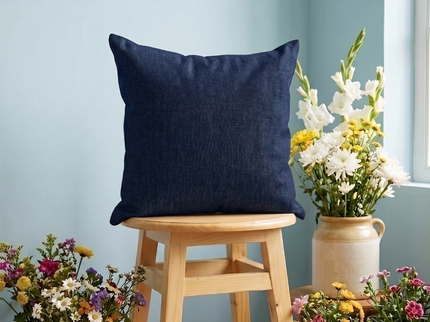 Royal blue colour textured plain velvet flock readymade cushion cover