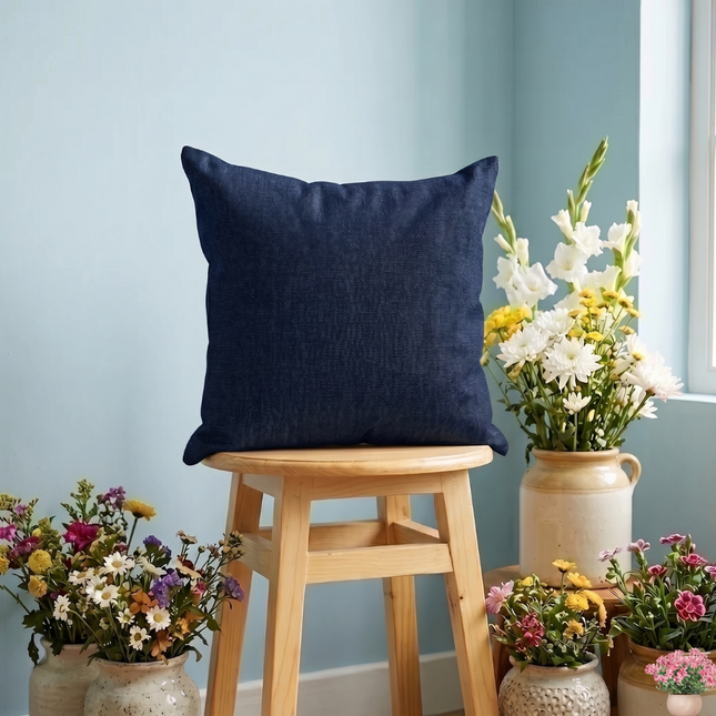 Royal blue colour textured plain velvet flock readymade cushion cover