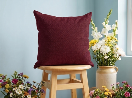 Wine colour textured plain velvet flock readymade cushion cover