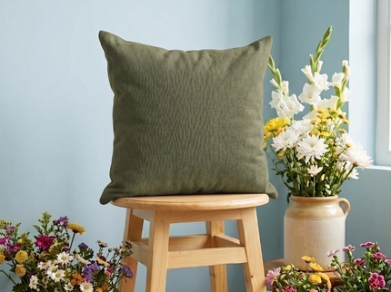 Olive green colour textured plain velvet flock readymade cushion cover