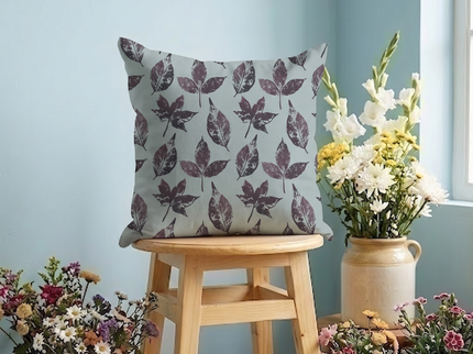 Dusty mauve and Brown Colour Leaves Pattern readymade cushion cover