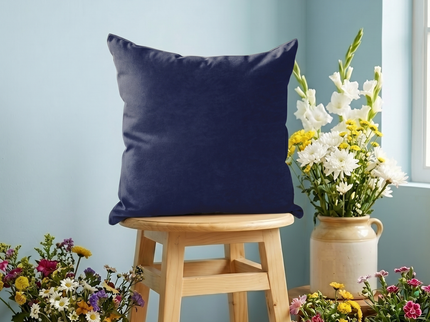 Royal Navy Blue Textured Velvet Flock Readymade cushion cover