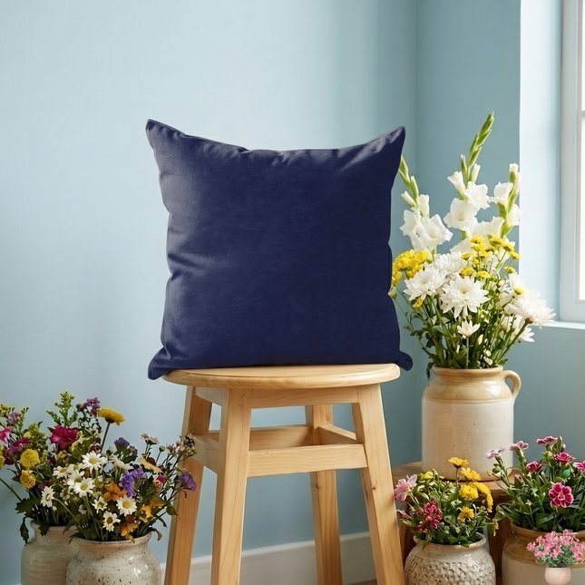 Royal Navy Blue Textured Velvet Flock Readymade cushion cover