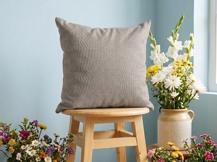 Taupe colour textured plain velvet flock readymade cushion cover