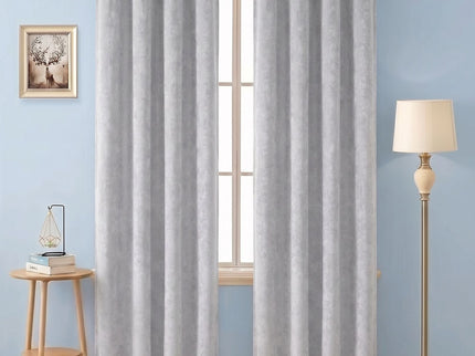 Light Cream Colour Textured Velvet Flock Readymade Curtain