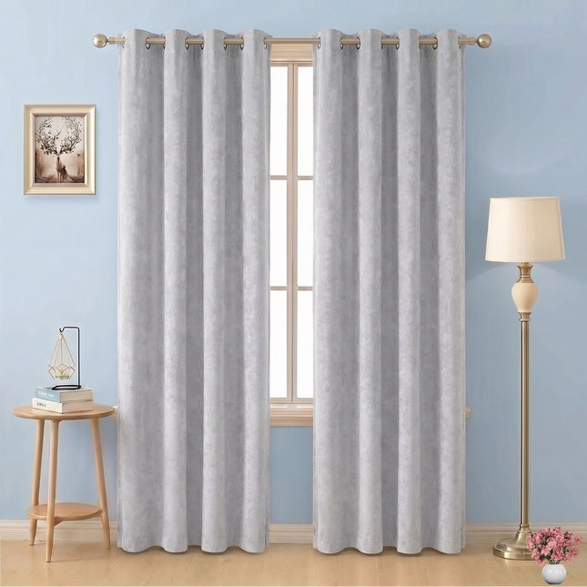 Light Cream Colour Textured Velvet Flock Readymade Curtain