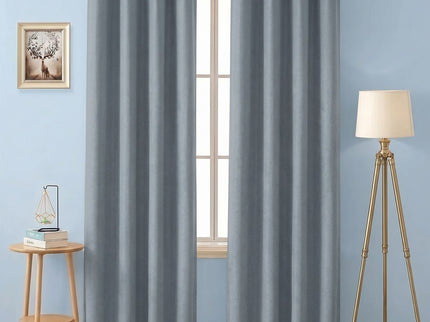 Light Grey Beige Colour Textured Velvet Flock Readymade Curtain
