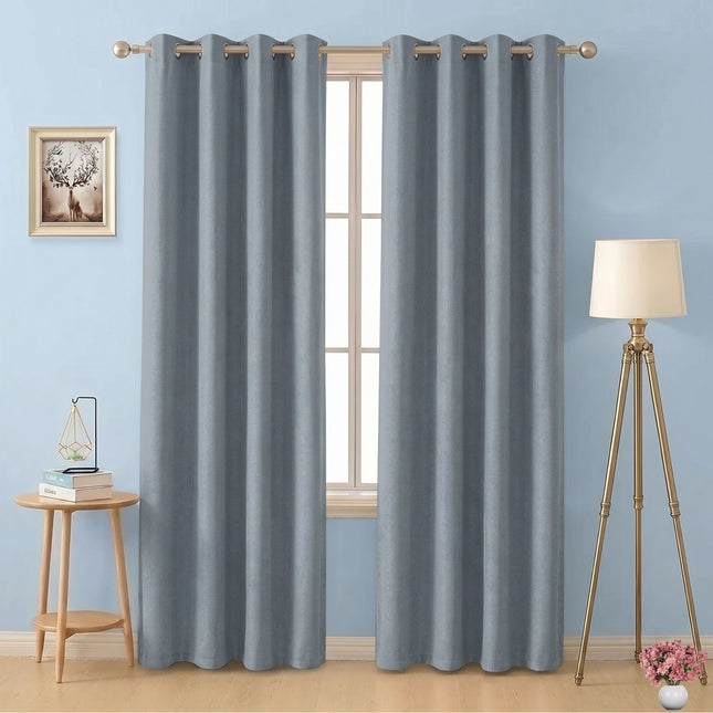 Light Grey Beige Colour Textured Velvet Flock Readymade Curtain