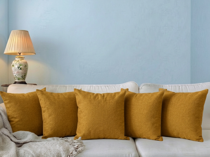 Mustard colour textured pattern velvet flock readymade cushion cover