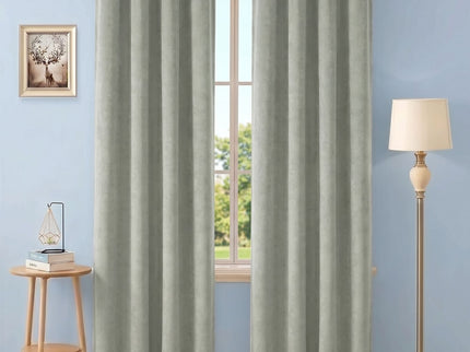 Stone Beige Colour Textured Velvet Readymade Curtain