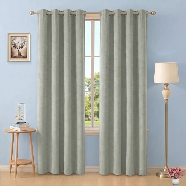 Stone Beige Colour Textured Velvet Readymade Curtain