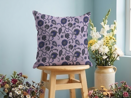 Green and Blue Floral and Leaves Pattern Velvet readymade cushion cover
